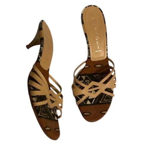 Casadei Leather Sandal Slides Kitten heel Made in Italy - Picture 1 of 8